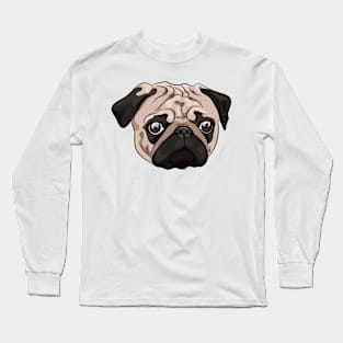 Cute pug portrait Long Sleeve T-Shirt